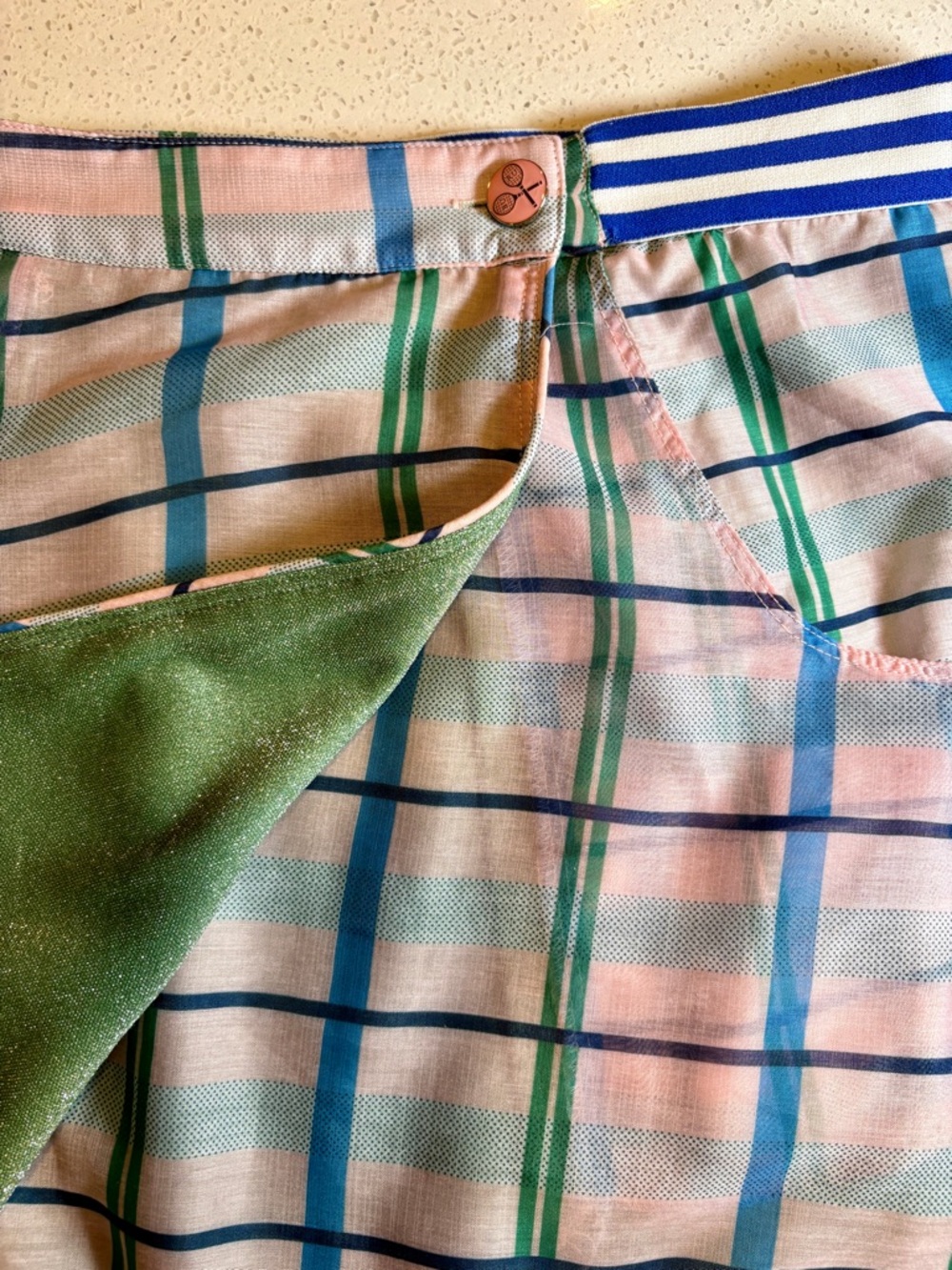 Buru Pink and Green Metallic Reversible Tennis Skirt Size Large - Picture 6 of 7